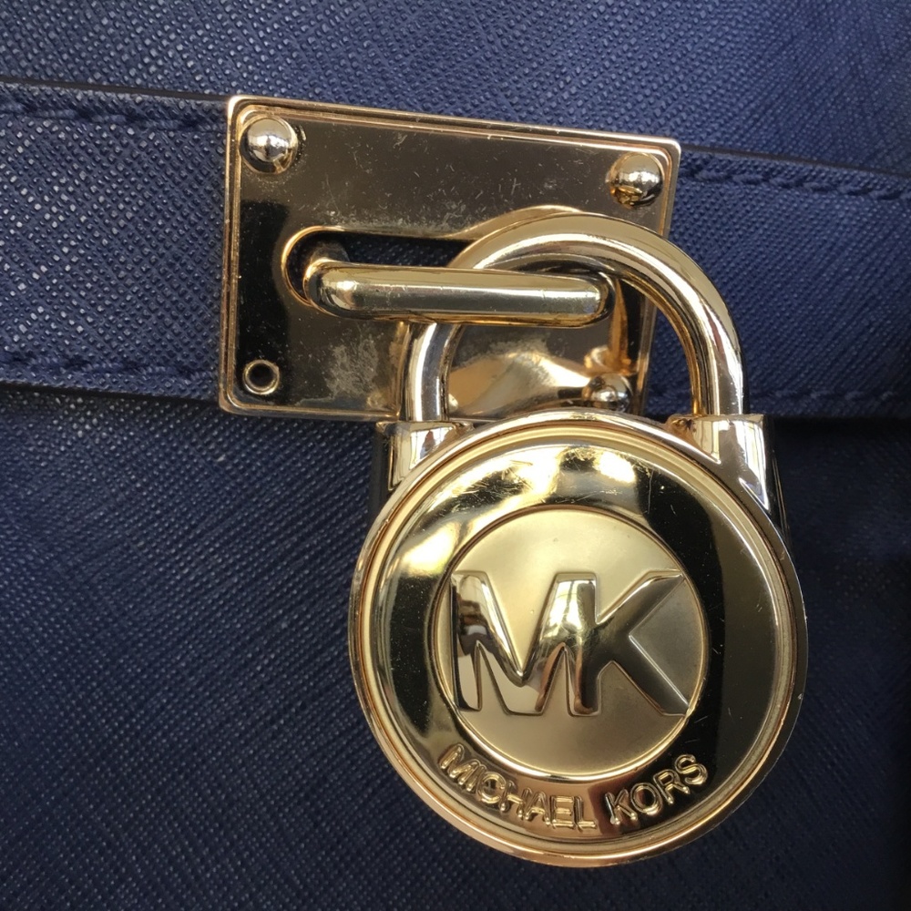Michael Kors Satchel Bag Hamilton Shoulder Navy - Picture 4 of 8